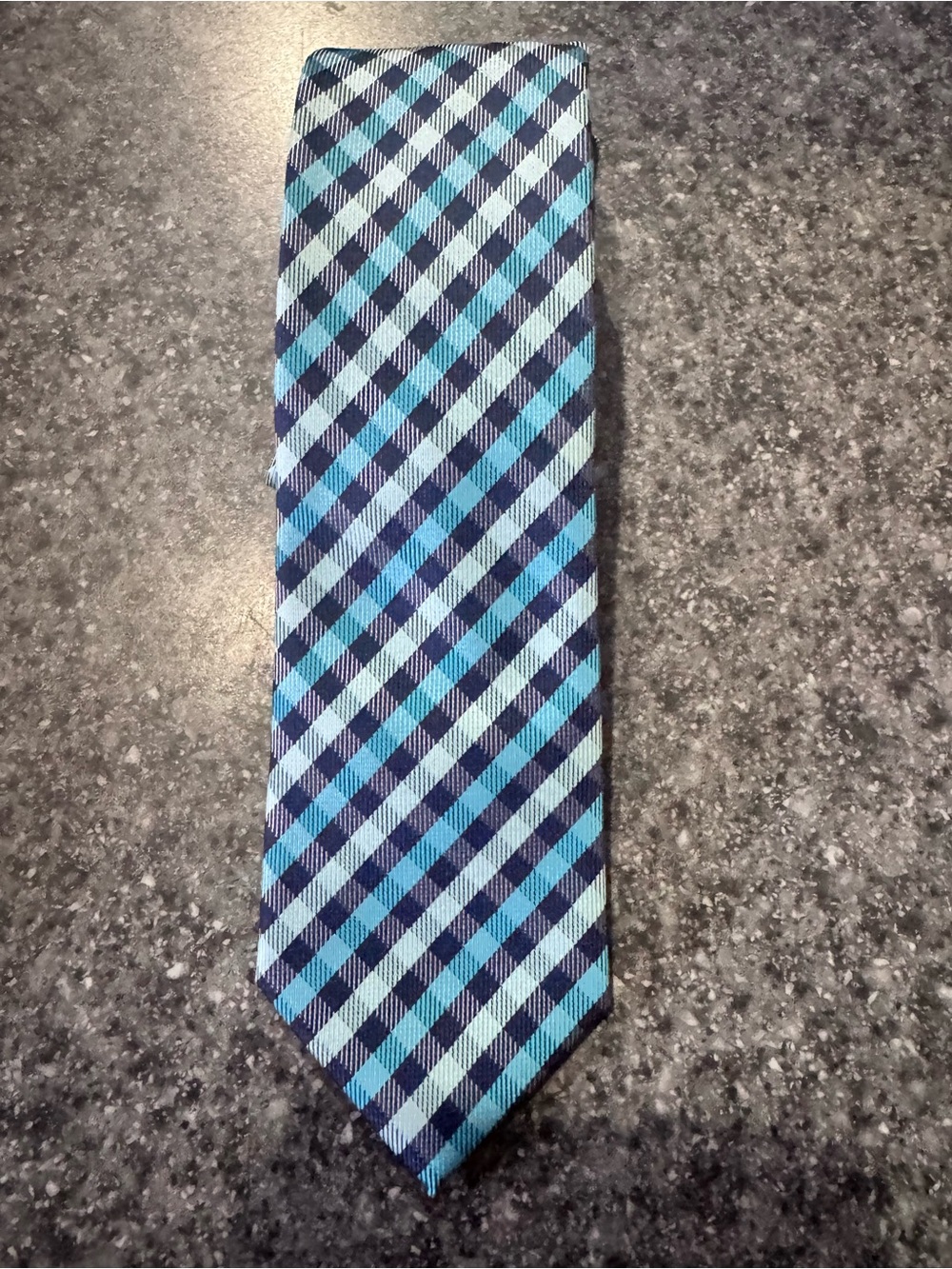 Classic Blue Check Men's Tie - Navy & Light Blue Plaid